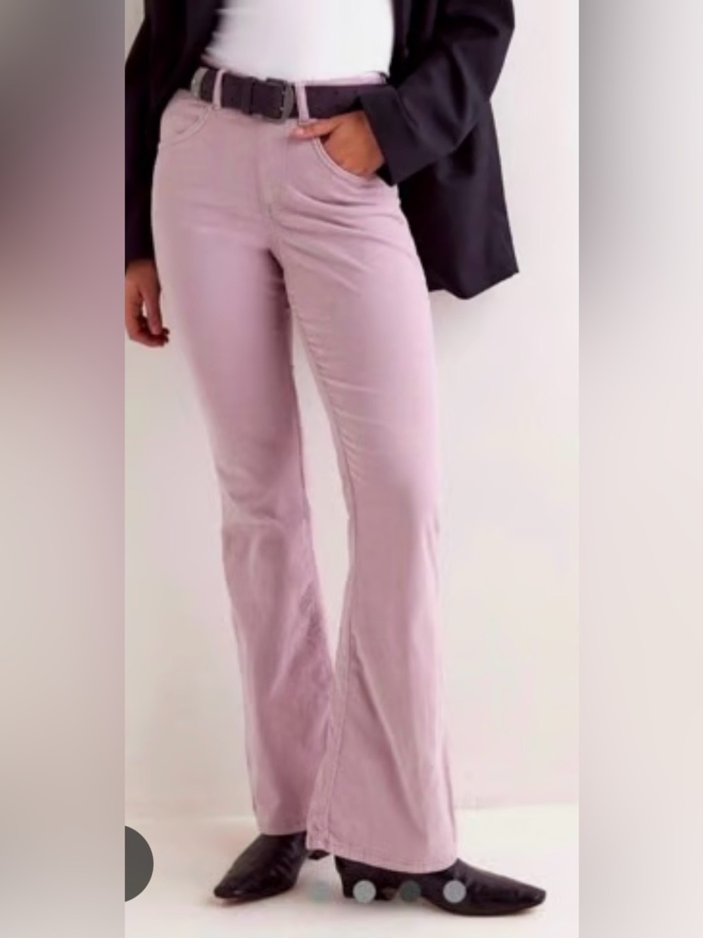 FREE PEOPLE CRVY Karma Cord Flare Jeans In Lilac Smoke Sz XXL MSRP $128 \"Flaw\"